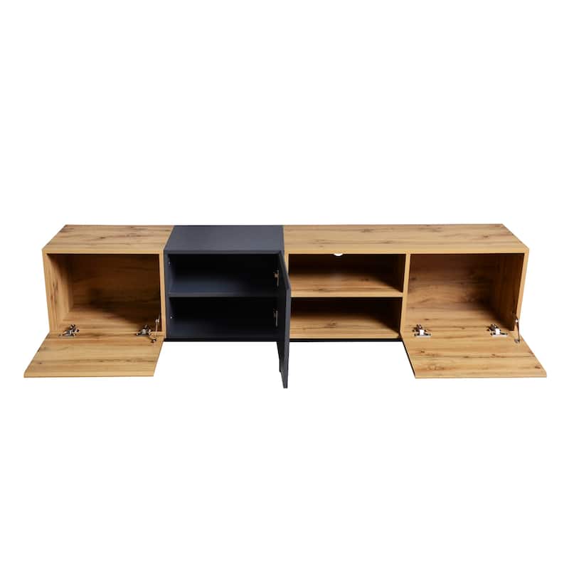 Modern TV with 3 Cabinets Open Shelves Media Console Table Holds 80 Inch TV Living Room Entertainment Center