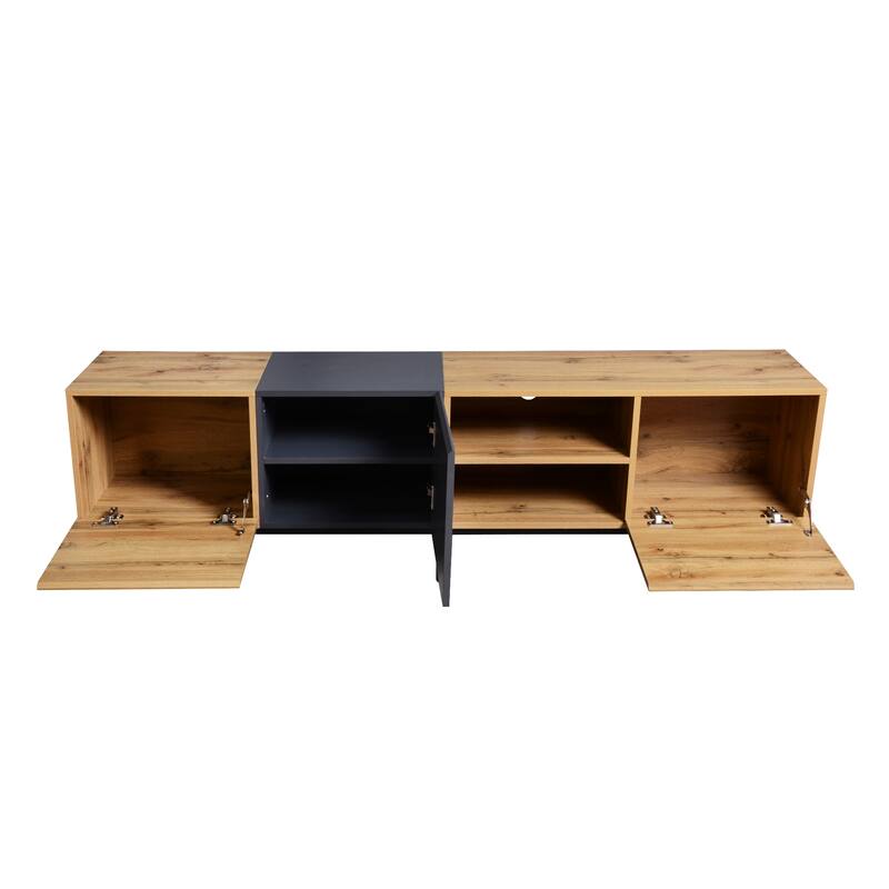 Stylish Media Console Table for TVs up to 80", Modern TV Stand with Drop Down Doors & Shelves