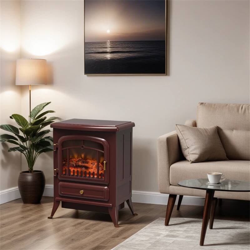 Electric Fireplace Heater,Freestanding Fire Place Stove w/LED Flames
