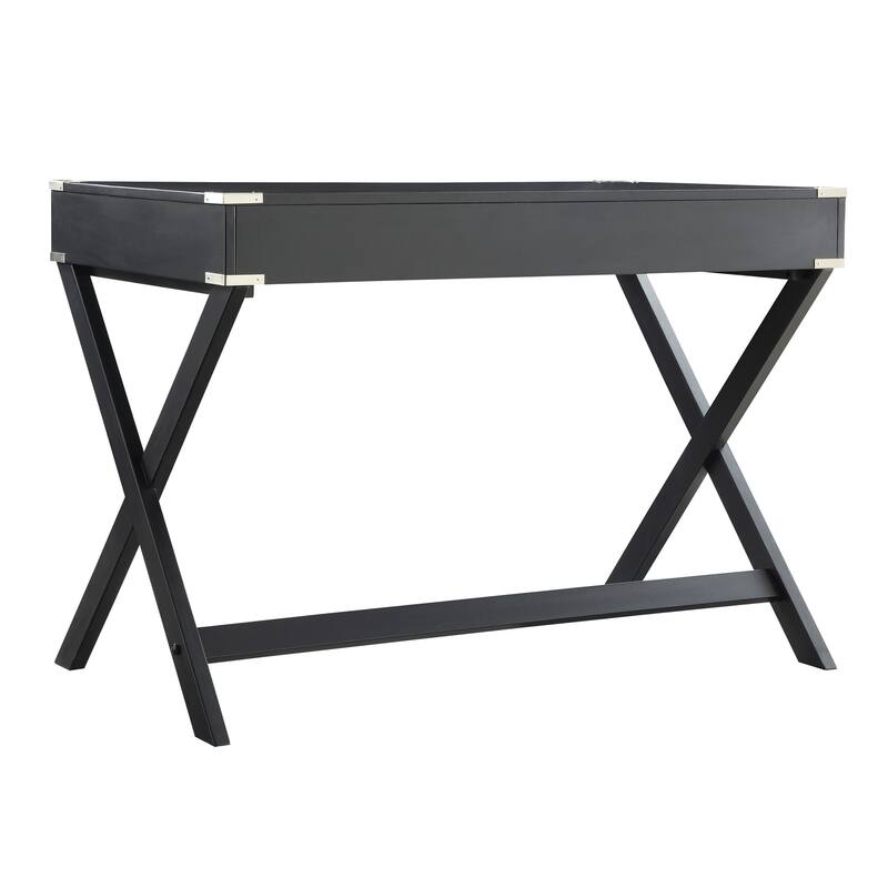 Kenton X Base Wood Accent Campaign Writing Desk iNSPIRE Q Modern