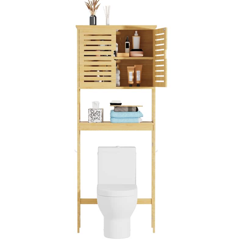 Bathroom Over The Toilet Storage Cabinet Organizer With Doors Shelves - 25" x 10" x 69"