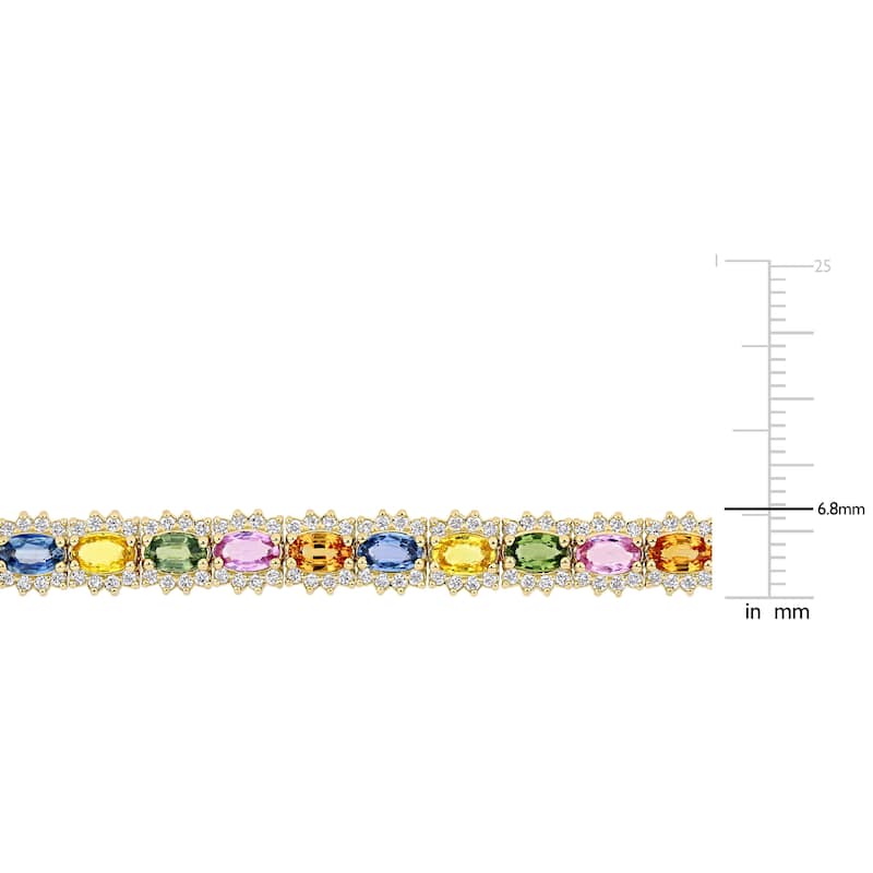 Miadora 14k Gold Multi-Color Gemstone and Diamond Bracelet