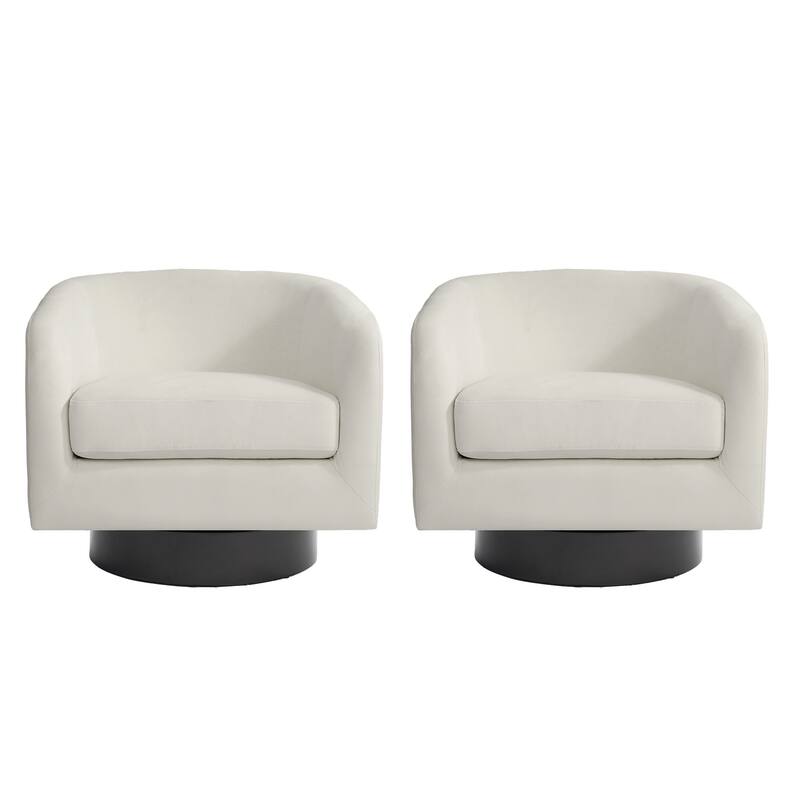 2 Set 360-Degree Swivel Round Barrel Chair Velvet Accent Chairs