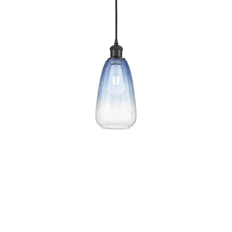 Innovations Lighting 516-1P-13-6 Brookhaven Almond Pendant Brookhaven - Matte Black / Sapphire Blue