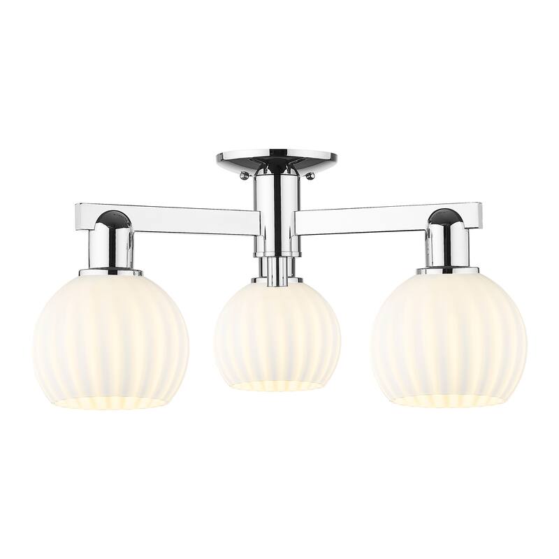 Innovations Lighting Endless Possibilities Arcadia - White Venetian - 3 Light 24" Semi-Flush Mount - Polished Chrome