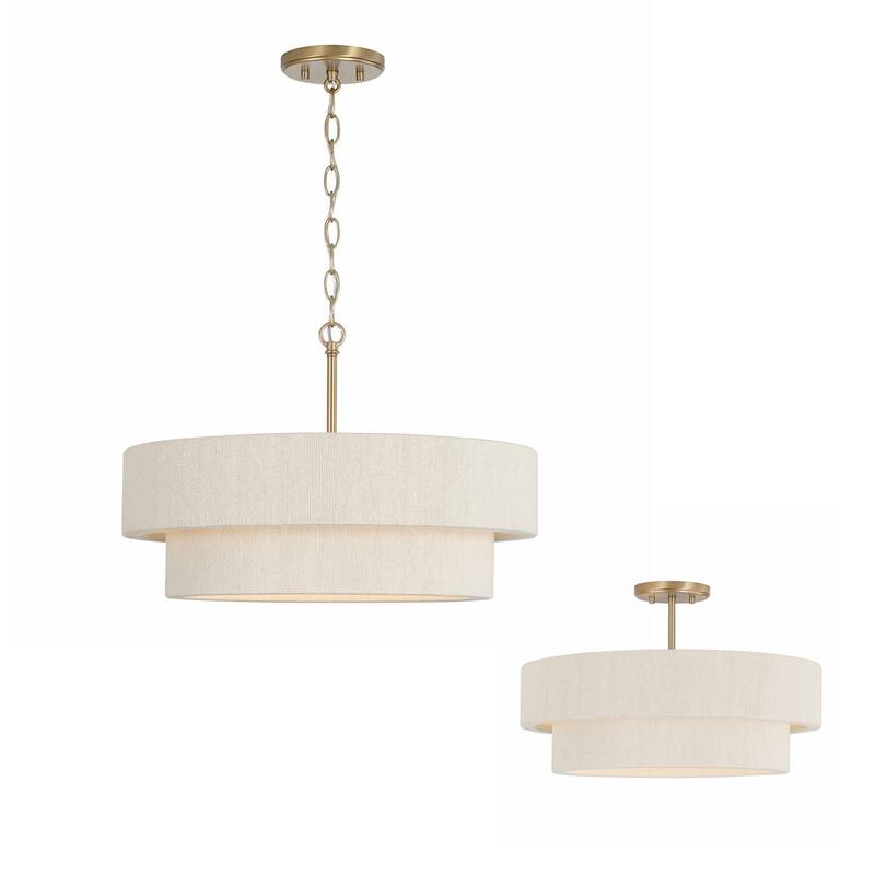 Delaney 4-light Matte Brass Convertible Pendant/ Semi Flush Mount