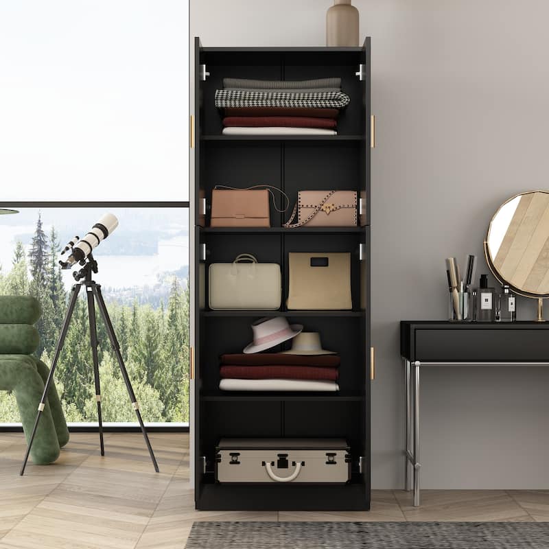 Kerrogee Tall Storage Cabinet with Doors Adjustable Shelves, White - 61.2"H