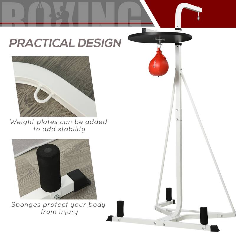 Soozier Free-Standing Speed Bag Platform Punch Bag Station Boxing Stand Heavy Duty Frame White
