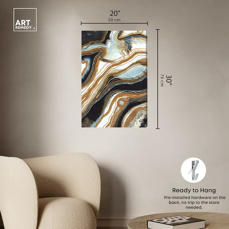 Art Remedy Black And Gold I Gallery Wrapped Mineral, Agate & Geode 1 Piece Canvas Wall Art
