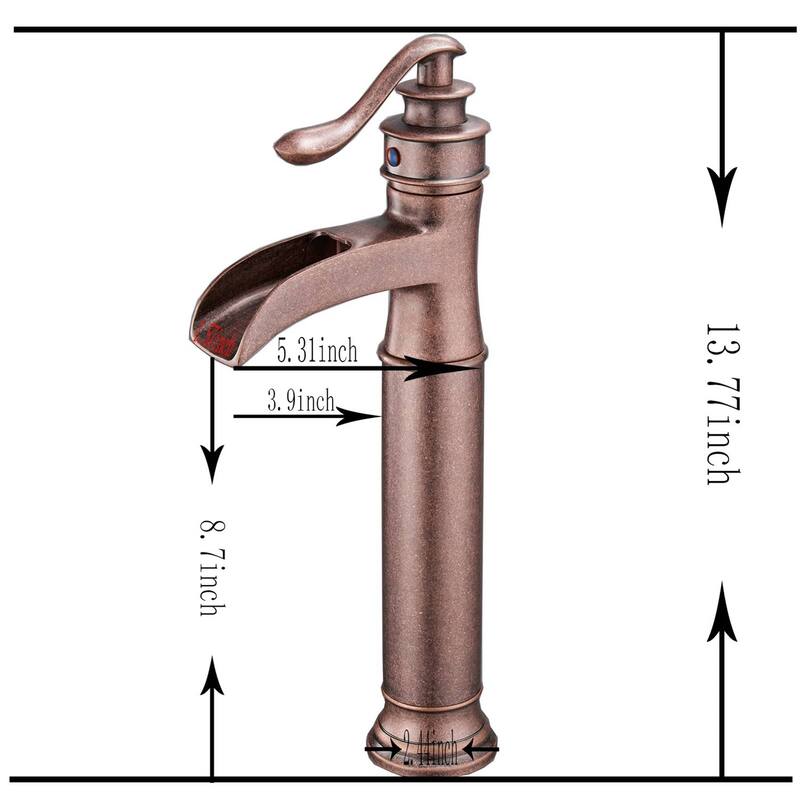 Waterfall Bathroom Vessel Faucet With Drain Assembly Single Handle Bathroon Vessel Sink Faucets One Hole Basin Vanity High Taps