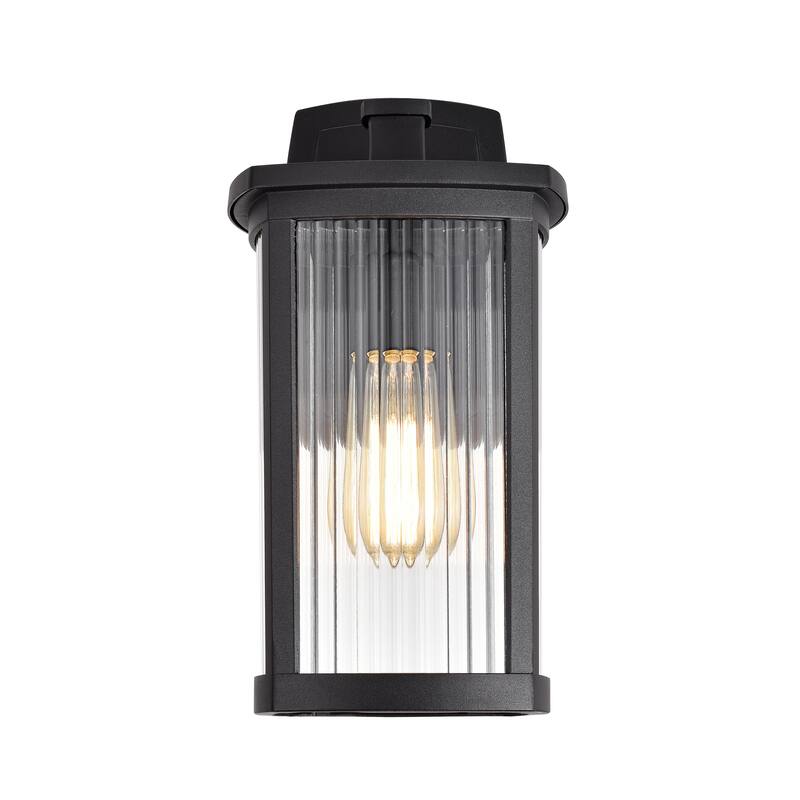 1-light Textured Black Outdoor Wall Lantern