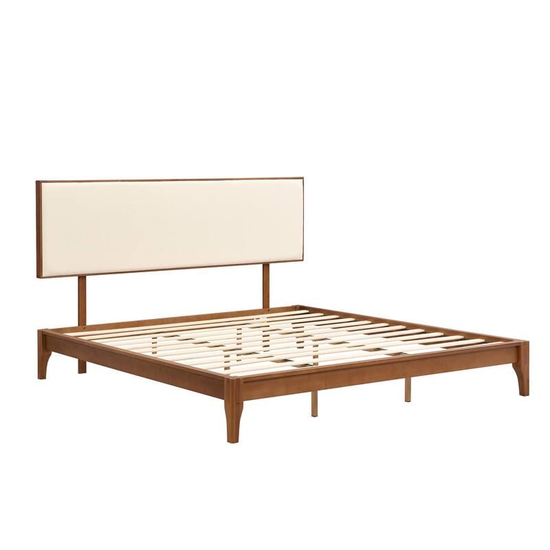 Bamboo Bed Frame Modern Platform Bed Wood Slat Support Low Profile Bed Open Frame with Under Bed Storage and Center Support Legs