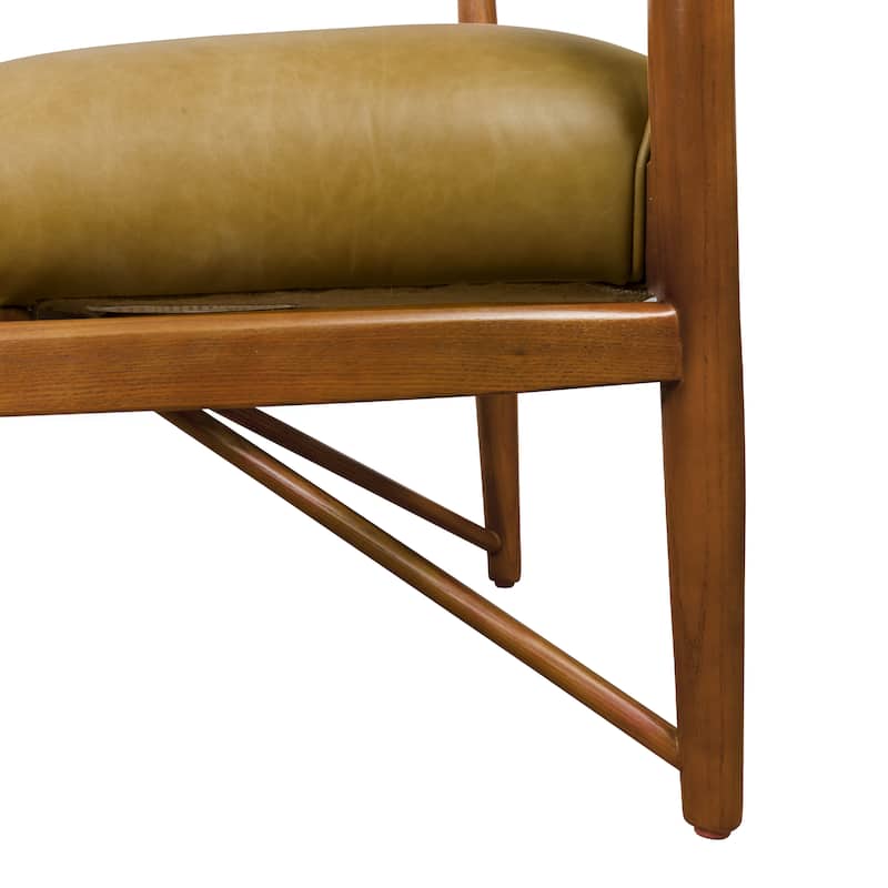 Art Leon Solid Ash Wood and Leather Accent Chair