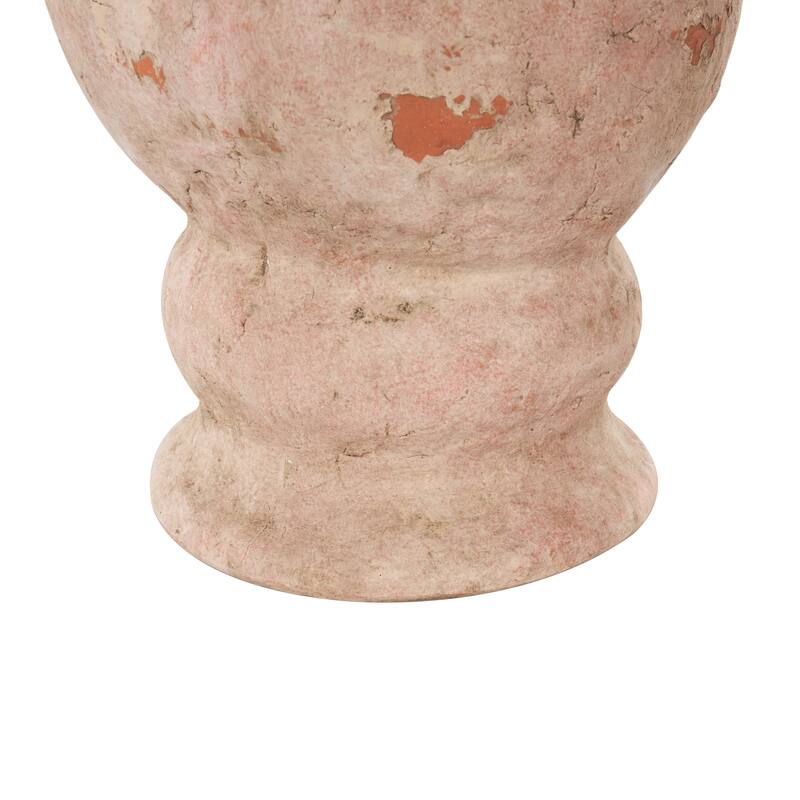 Cream or Pink Ceramic Antique Style Distressed Decorative Vase with Handles