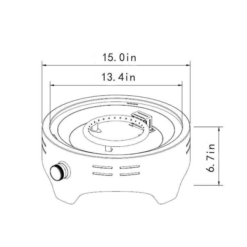 15" Propane Tabletop Gas Fire, 40000 BTU Round Steel Fire Pit