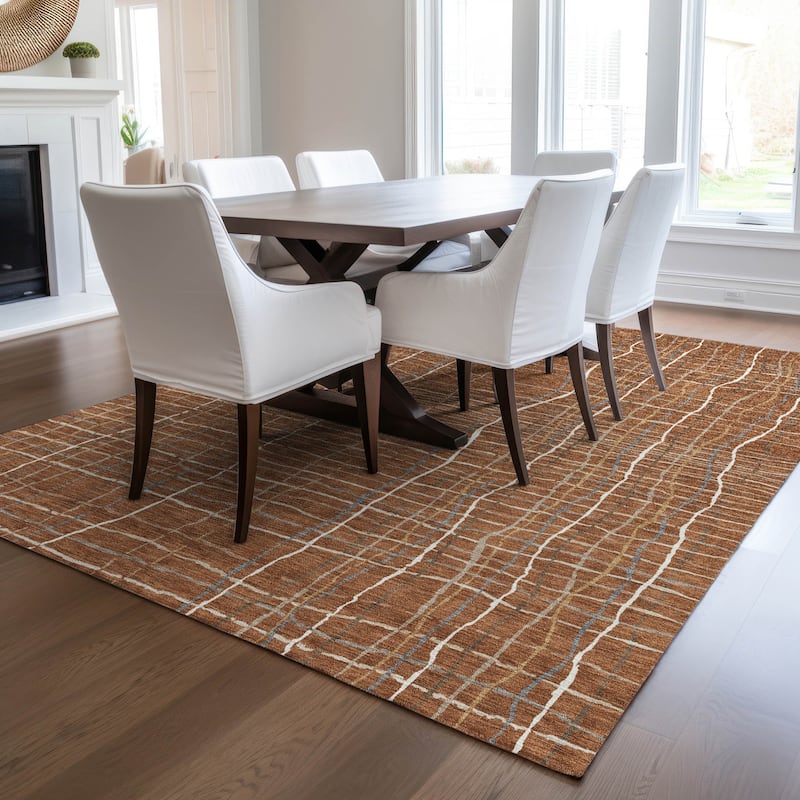 Machine Washable Indoor/ Outdoor Modern Century Chantille Rug