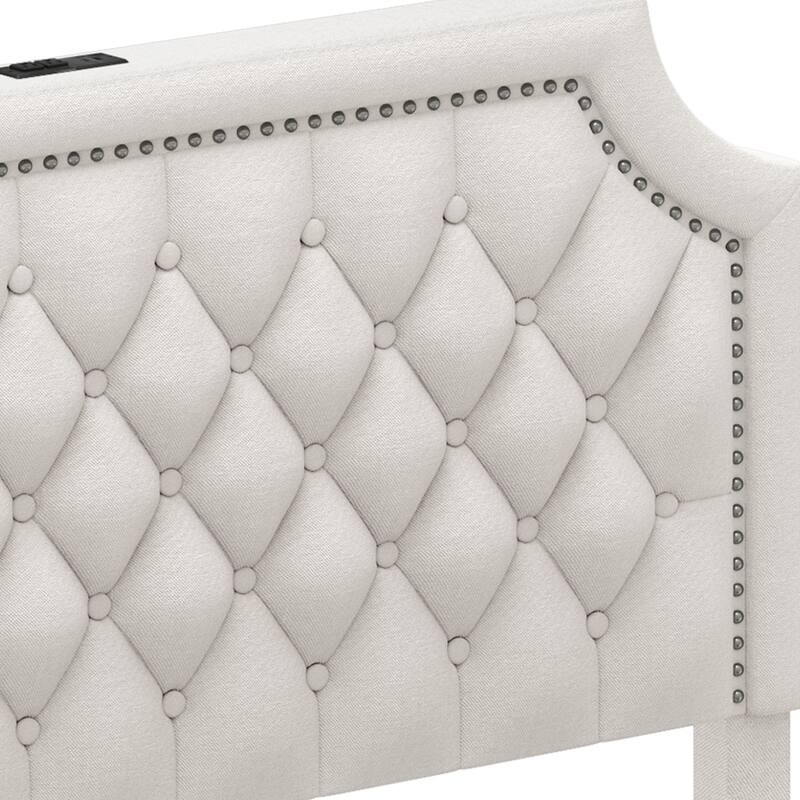 Moasis Velvet/Linen Upholstered Bedframe with Adjustable Headboard and 4 Storage Drawers