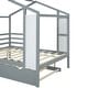 preview thumbnail 13 of 13, Gray Full Size Solid Wood House Bed with Trundle and Writing Board for Kids