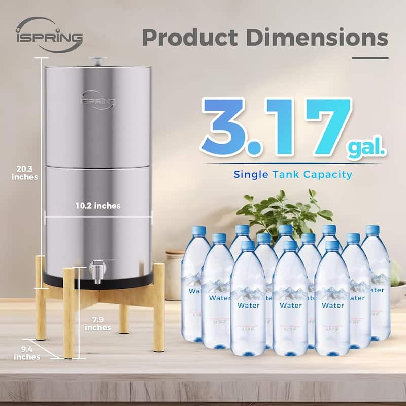 iSpring FDGF2 Activated Carbon Water Filter for iSpring DGF2 Gravity-fed Stainless Steel Countertop Water Filter System