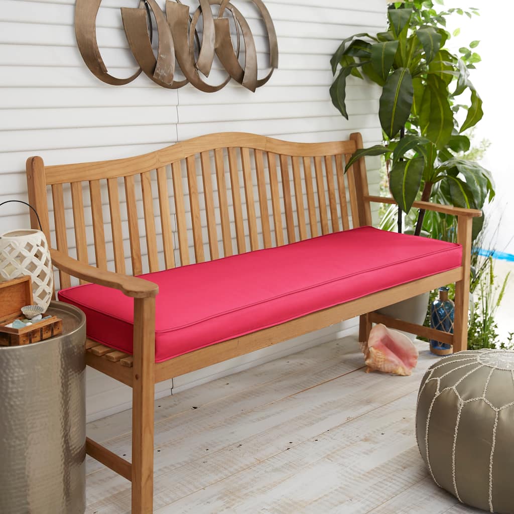 Sunbrella Canvas Hot Pink Indoor/Outdoor Bench Cushion, Corded