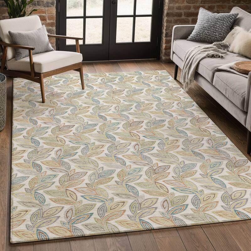 Machine Washable Indoor/ Outdoor Modern Rose Hill Chantille Rug
