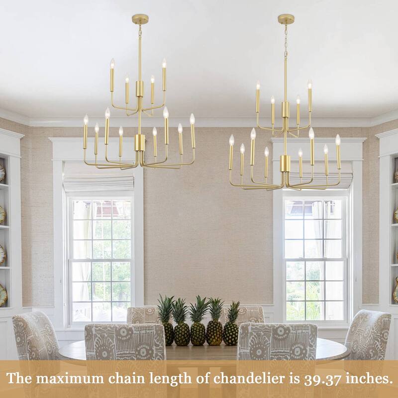 2-Tier Candle Style Chandelier Farmhouse Light Fixture for Living Room Kitchen Island Bedroom Entryway - N/A