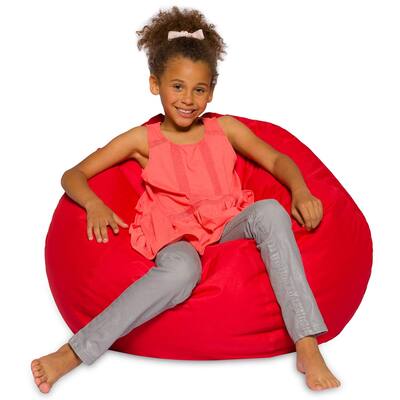 Bean Bag Chair for Kids, Teens, and Adults Includes Removable and Machine Washable Cover, Solid Red, 38in - Large