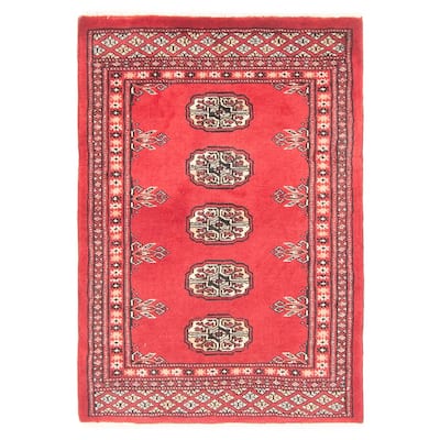 ECARPETGALLERY Hand-knotted Finest Peshawar Bokhara Red Wool Rug - 2'0 x 2'11