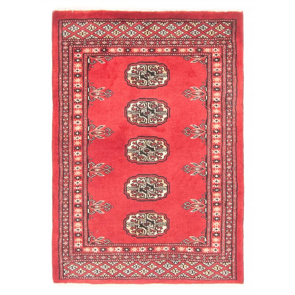 ECARPETGALLERY Hand-knotted Finest Peshawar Bokhara Red Wool Rug - 2'0 x 2'11