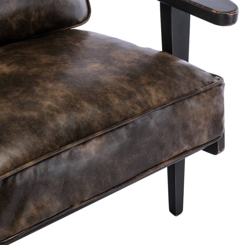 Mid-century PU leather accent chair
