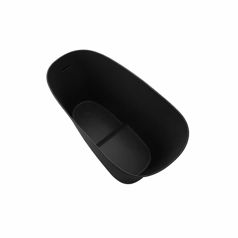 Modern Japanese Solid Surface Soaking Bathtub in White and Black