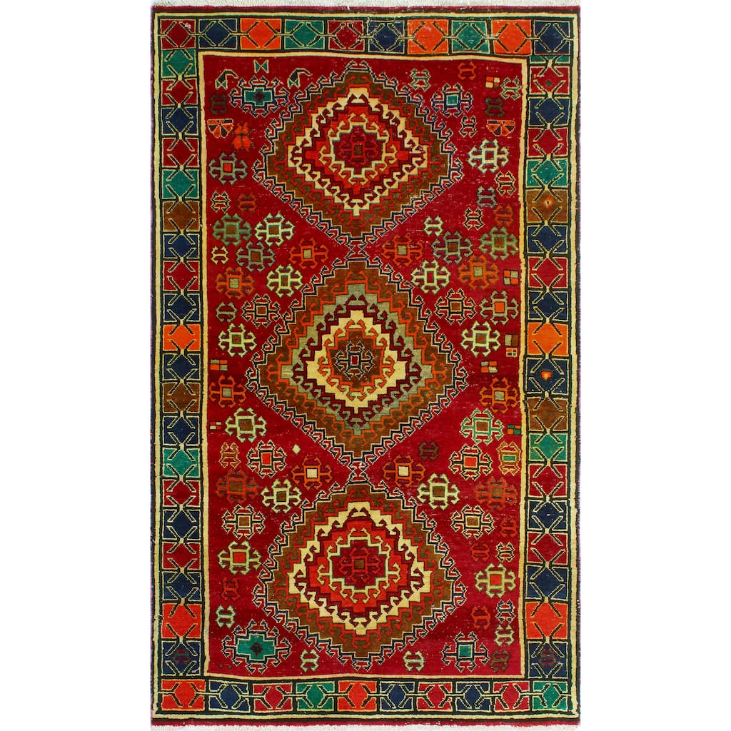 Noori Rug Fine Vintage Distressed Karin Burgundy/Beige Rug - 4'7" x 8'4"