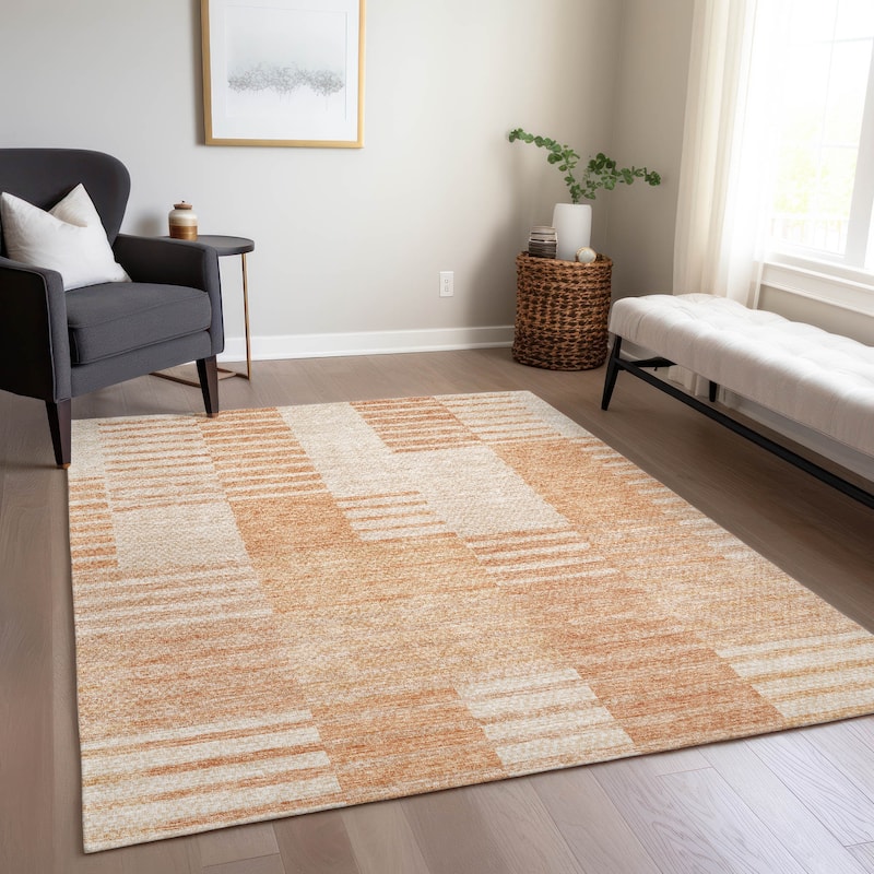 Machine Washable Indoor/ Outdoor Chantille Geometric Contemporary Rug