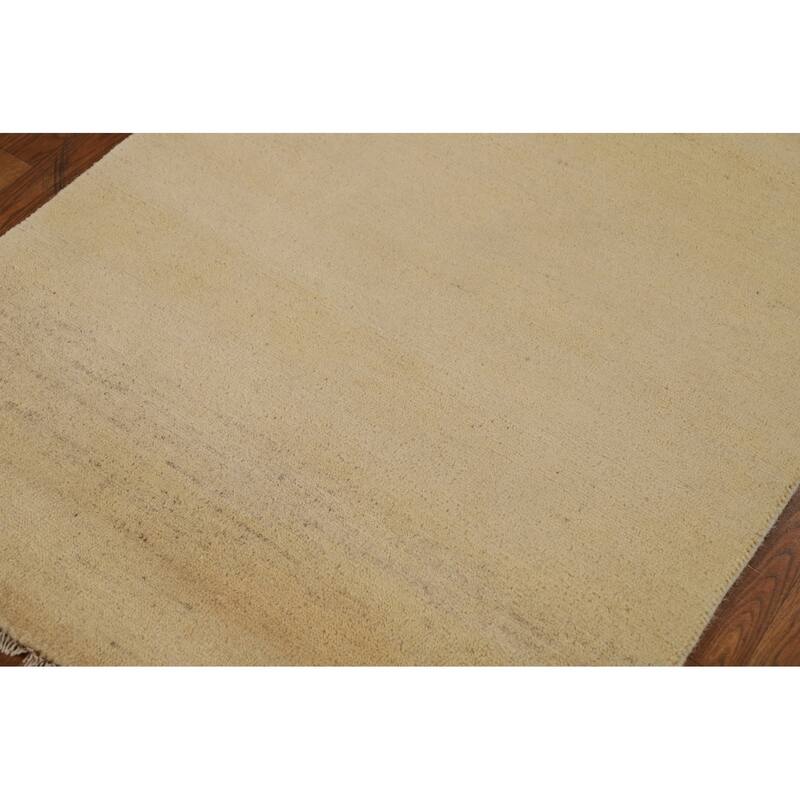 Modern Gabbeh Oriental Rug Handmade Beige Accent Wool Carpet - 2'9"x 4'2"