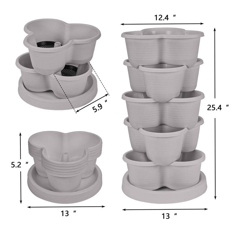 2 Pack Vertical Strawberry Planter, 5 Tier Hanging Vertical Gardening Planter, Stackable Garden Tower Pot for Flowers