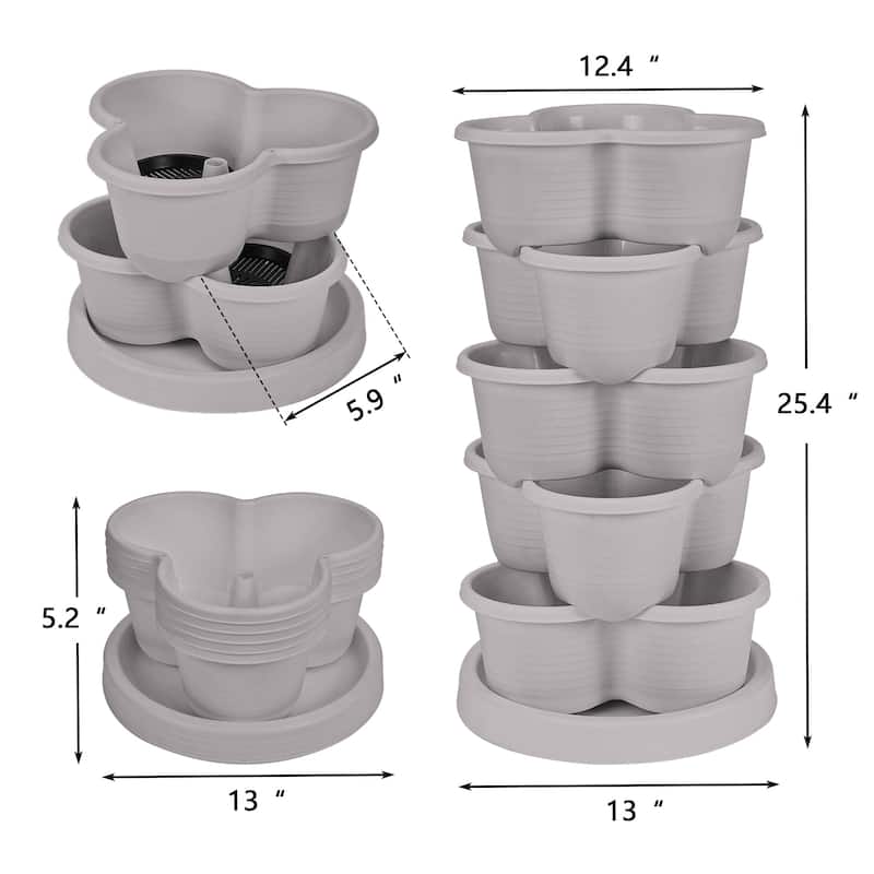 Vertical Strawberry Planter, 5 Tier Hanging Vertical Gardening Planter, Stackable Garden Tower Pot for Strawberries, Flowers