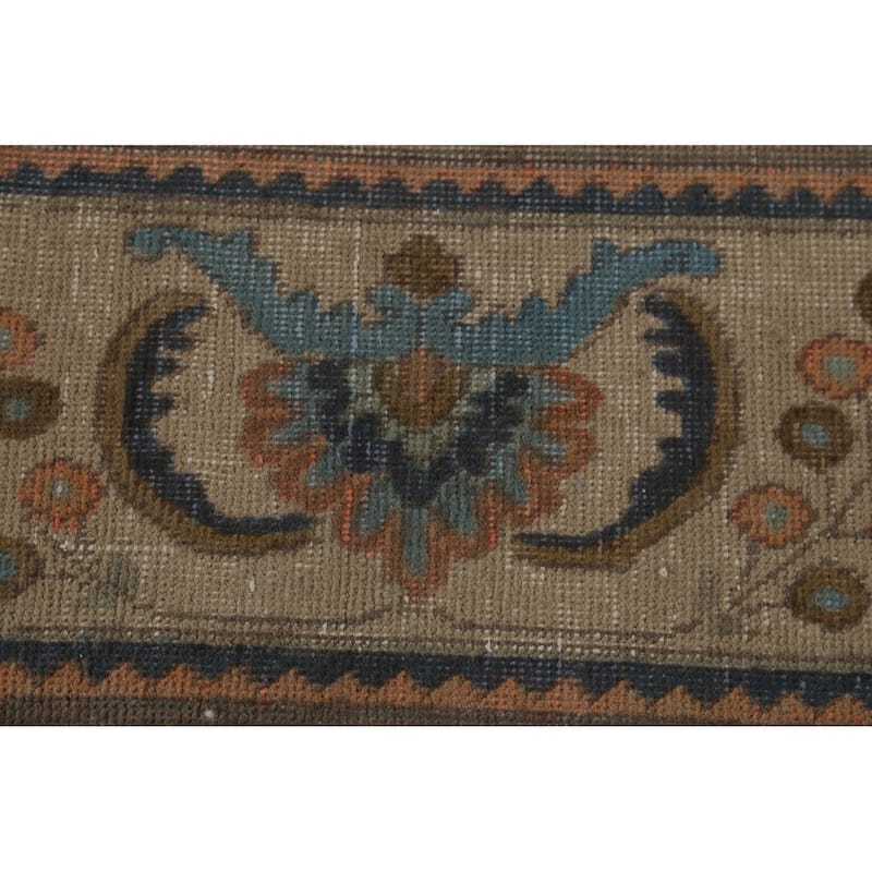 Tabriz Persian Vintage Area Rug Hand-Knotted Beige Wool Carpet - 9'6"x 12'5"