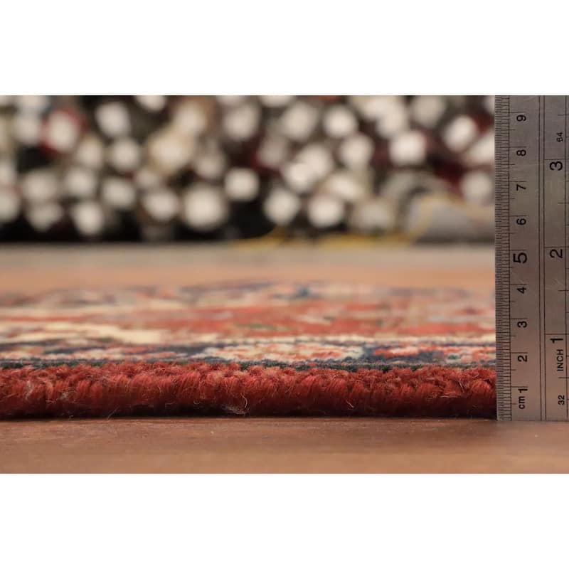 Hand Knotted Oriental 100% Wool Carpet Traditional Geometric Oranges & Rust Heriz (serapi) Area Rug - 3' 0'' X 2' 0''