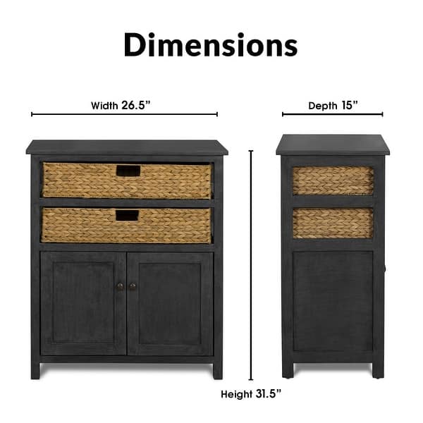 ClickDecor Nelson Storage Chest Cabinet with 2 Wicker Baskets, Fully ...