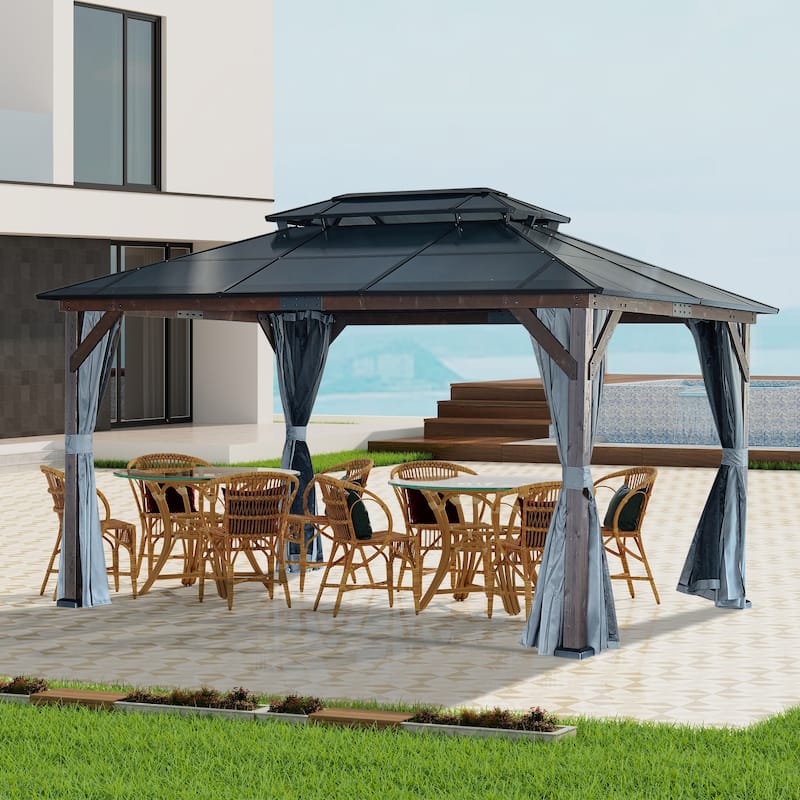 10' x 13' Hardtop Wood Gazebo for Patios