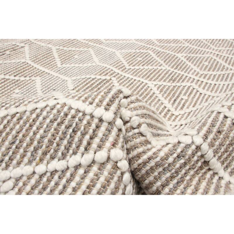 ECARPETGALLERY Braid weave Sienna Taupe Wool Rug - 6'3 x 8'11