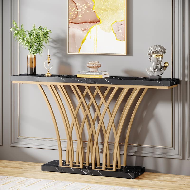 Modern Gold Console Table for Entryway Living Room