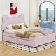 preview thumbnail 27 of 30, Full Size Upholstered Platform Bed with Cartoon Ears Shaped Headboard and 2 Drawers