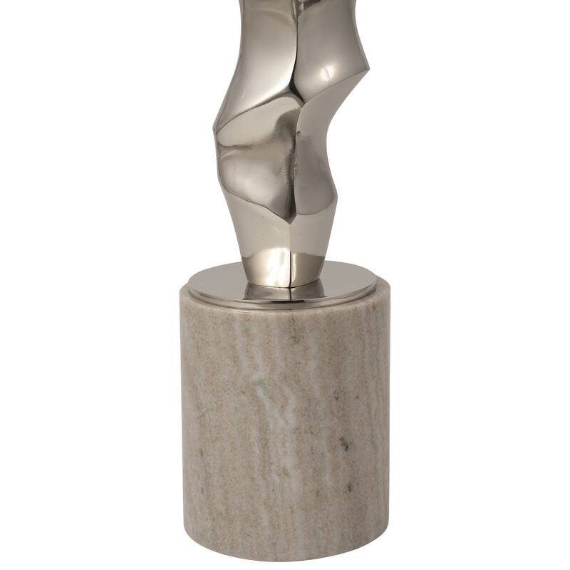 Sagebrook Home Luxurious 25" Aluminum & Marble Accent Table - 16" x 16" x 25"