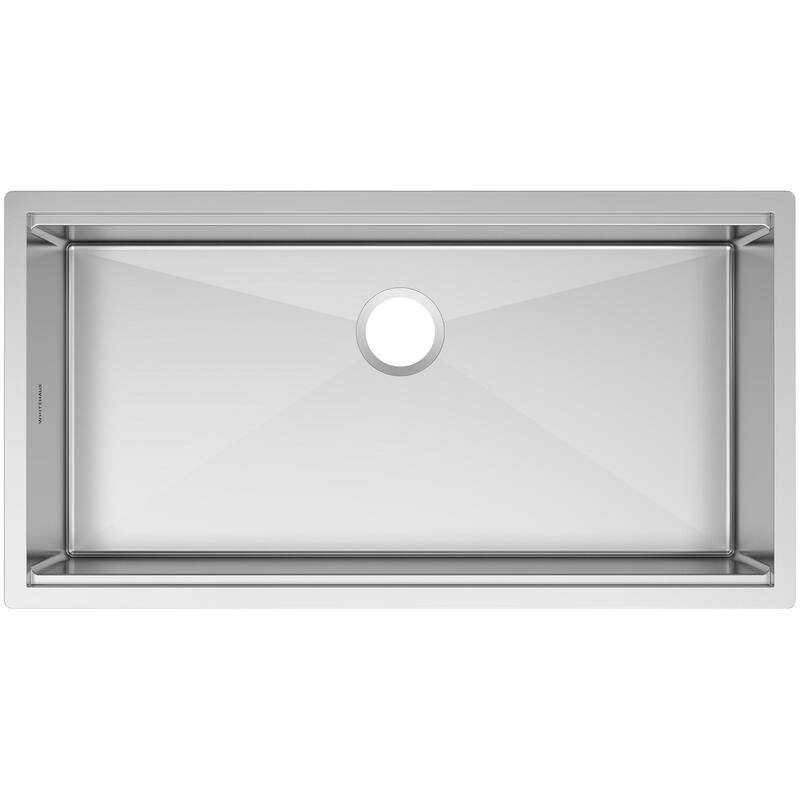 Whitehaus WHSW3619 36" Undermount Single Basin Stainless Steel Kitchen - Brushed Stainless Steel