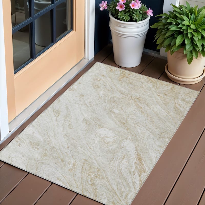 HomeRoots Abstract Transitional Rectangle Outdoor Rug - 3' x 5'