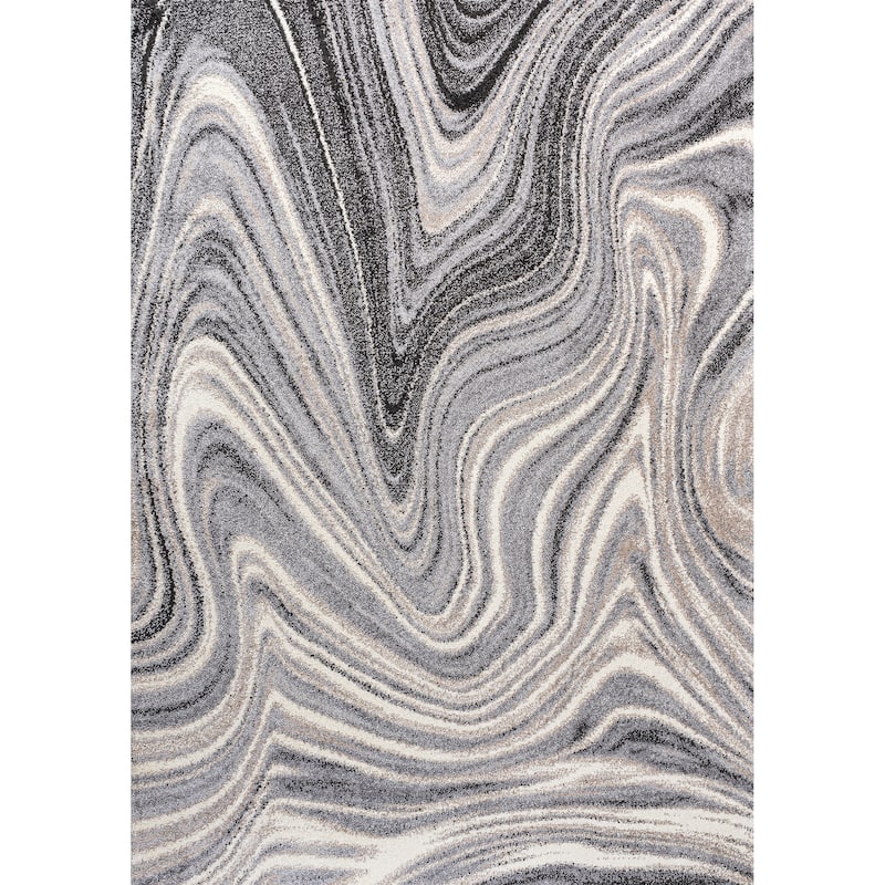 JONATHAN Y Zoe Contemporary Glam Abstract Marble Area Rug - 3 X 5 - Charcoal/Cream
