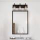 Farmhouse 3-Light Bronze Bathroom Vanity Lights Metal Cage Wall Sconces with Seeded Glass - 22" L x 6" W x 10" H