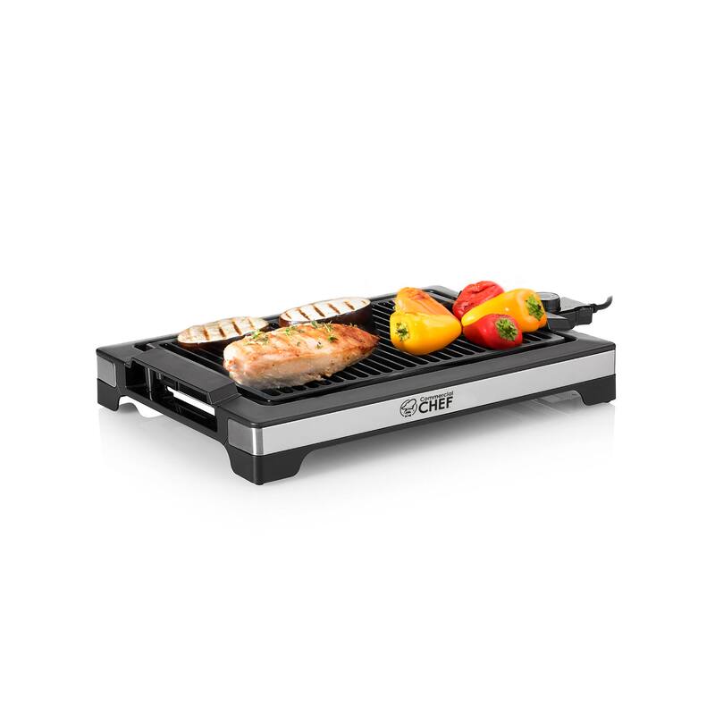COMMERCIAL CHEF Indoor Grill for Tabletop, Countertop or Kitchen, 1600W Electric Grill