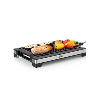 COMMERCIAL CHEF Indoor Grill for Tabletop, Countertop or Kitchen, 1600W Electric Grill